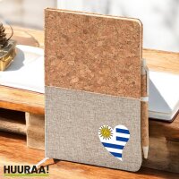 Notizbuch A5 Uruguay Flagge Herz 80 Blatt inkl....
