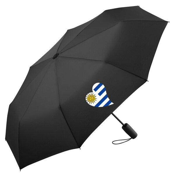 Regenschirm Uruguay Flagge Herz 98cm Schwarz