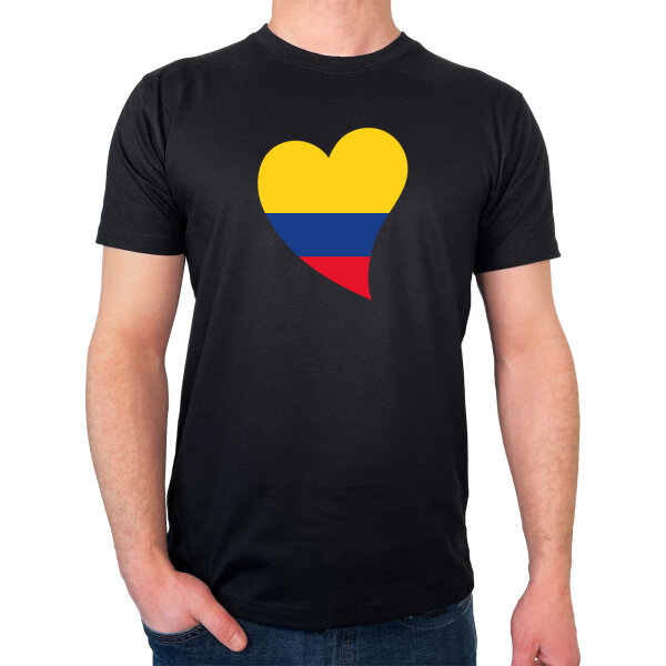 Herren T-Shirt Kolumbien Flagge Herz