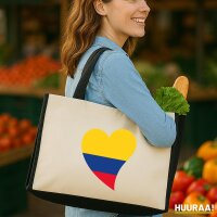 Jutetasche Kolumbien Flagge Herz 21 Liter Black