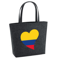 Filz Shopper Kolumbien Flagge Herz 22 Liter