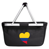 Einkaufskorb faltbar Kolumbien Flagge Herz 20 Liter Black