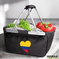 Einkaufskorb faltbar Kolumbien Flagge Herz 20 Liter Black