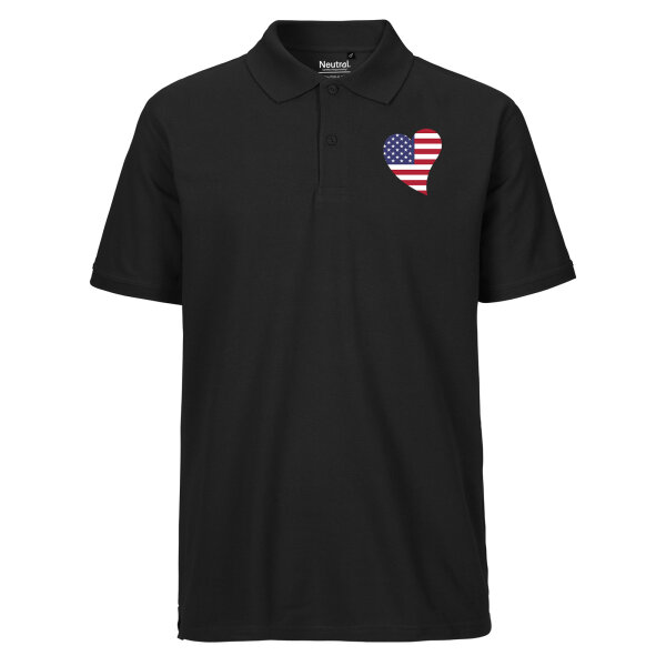 Herren Polo Shirt USA Flagge Herz