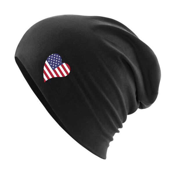 Beanie USA Flagge Herz