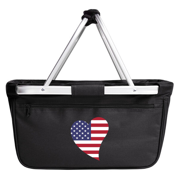 Einkaufskorb faltbar USA Flagge Herz 20 Liter Black