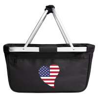 Einkaufskorb faltbar USA Flagge Herz 20 Liter Black