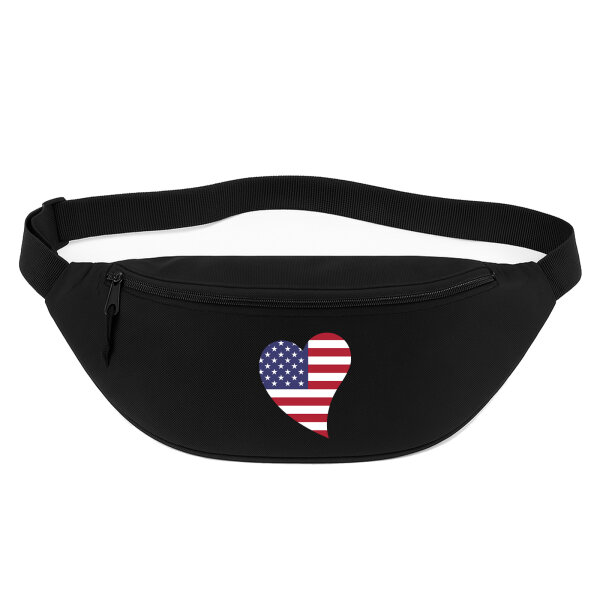 Bauchtasche USA Flagge Herz 2,5 Liter Black