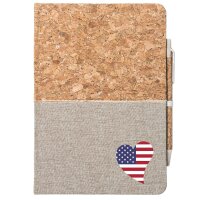 Notizbuch A5 USA Flagge Herz 80 Blatt inkl. Kugelschreiber