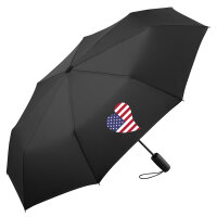 Regenschirm USA Flagge Herz 98cm Schwarz