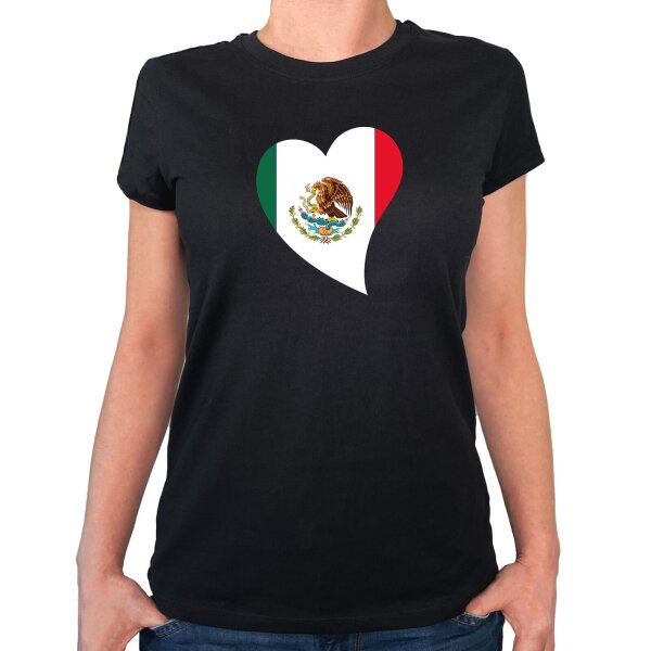 Damen T-Shirt Mexiko Flagge Herz