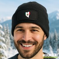 Beanie mit Patch Mexiko Flagge Herz Black