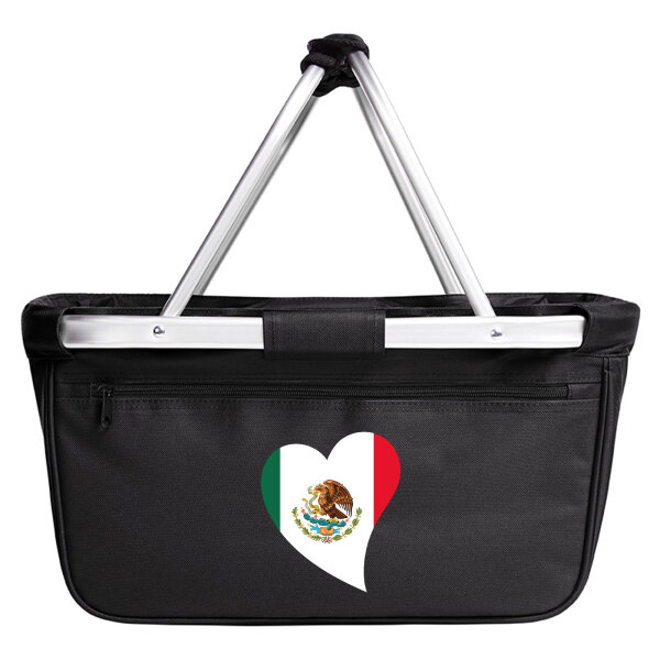 Einkaufskorb faltbar Mexiko Flagge Herz 20 Liter Black
