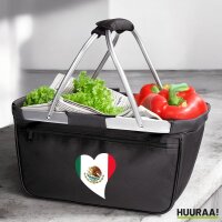 Einkaufskorb faltbar Mexiko Flagge Herz 20 Liter Black