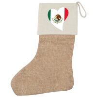 Weihnachtsstrumpf Mexiko Flagge Herz Beige Jute