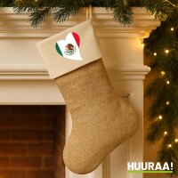 Weihnachtsstrumpf Mexiko Flagge Herz Beige Jute