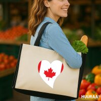 Jutetasche Kanada Flagge Herz 21 Liter Black