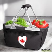 Einkaufskorb faltbar Kanada Flagge Herz 20 Liter Black