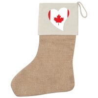 Weihnachtsstrumpf Kanada Flagge Herz Beige Jute