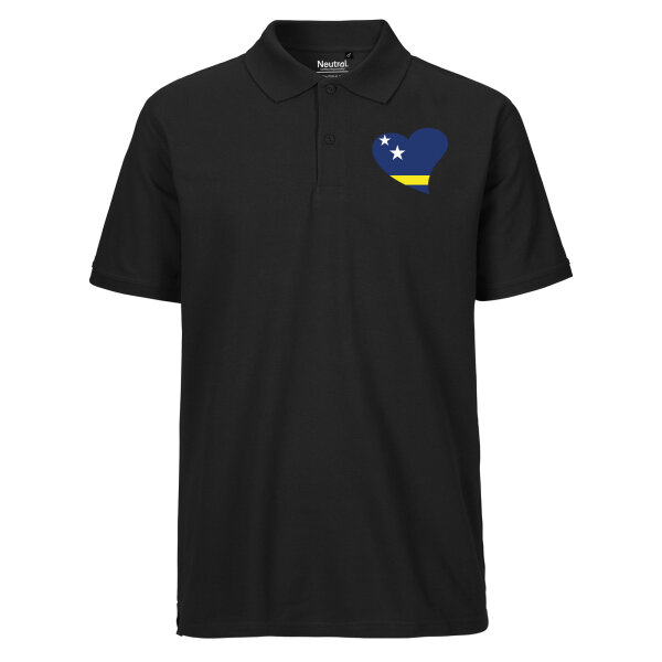 Herren Polo Shirt Curacao Flagge Herz