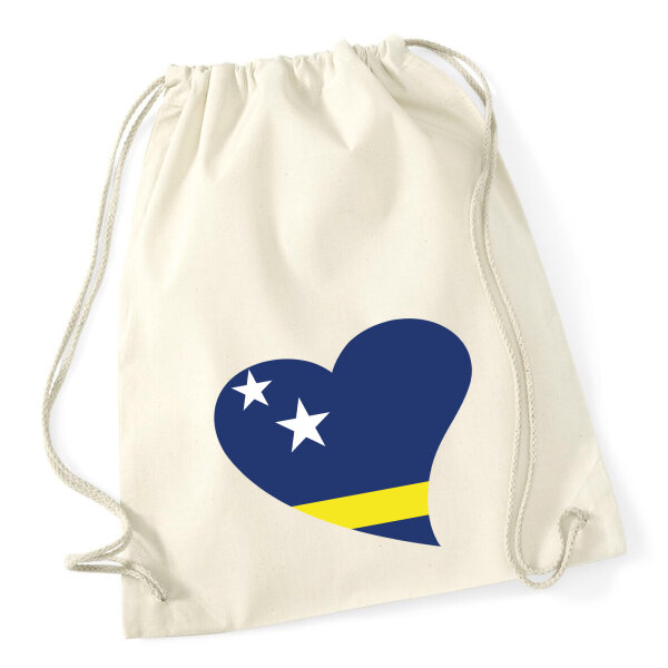 Turnbeutel Curacao Flagge Herz 12 Liter