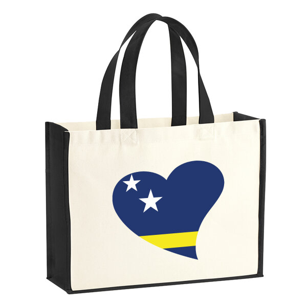Jutetasche Curacao Flagge Herz 21 Liter Black
