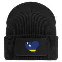 Beanie mit Patch Curacao Flagge Herz Black