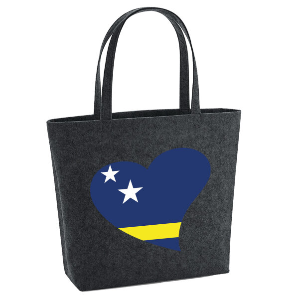 Filz Shopper Curacao Flagge Herz 22 Liter