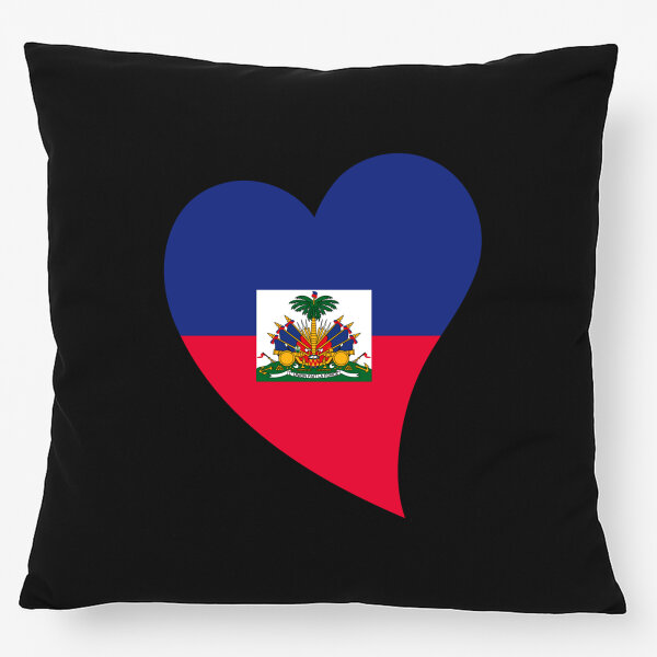 Kissen Haiti Flagge Herz 40x40cm