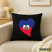 Kissen Haiti Flagge Herz 40x40cm