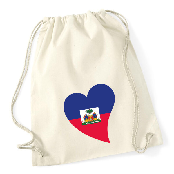 Turnbeutel Haiti Flagge Herz 12 Liter