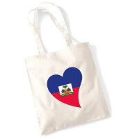 Jutebeutel Haiti Flagge Herz 10 Liter
