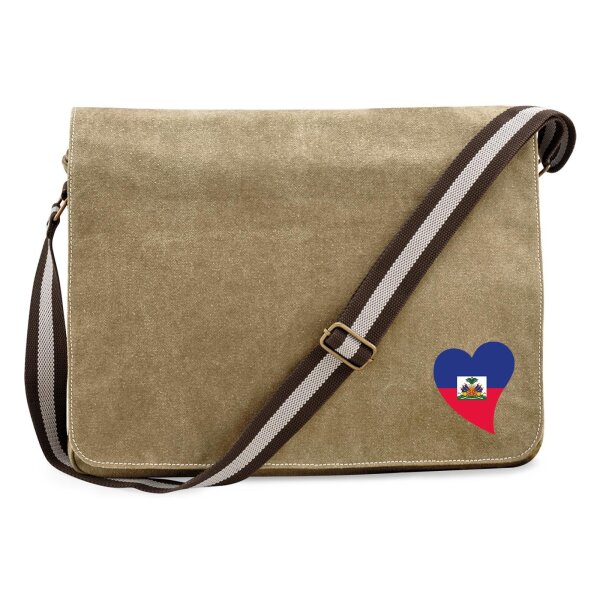 Umhängetasche Haiti Flagge Herz 14 Liter