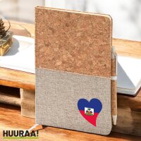 Notizbuch A5 Haiti Flagge Herz 80 Blatt inkl. Kugelschreiber