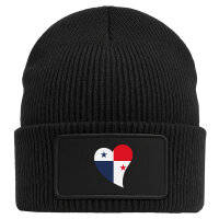 Beanie mit Patch Panama Flagge Herz Black