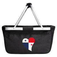 Einkaufskorb faltbar Panama Flagge Herz 20 Liter Black