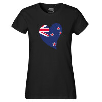 Damen T-Shirt Neuseeland Flagge Herz