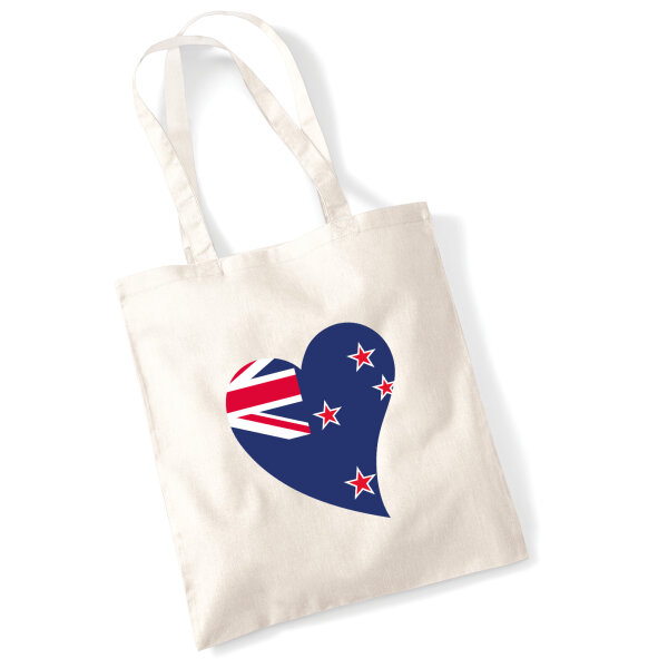 Jutebeutel Neuseeland Flagge Herz 10 Liter