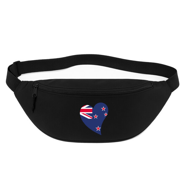 Bauchtasche Neuseeland Flagge Herz 2,5 Liter Black
