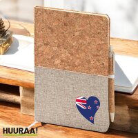 Notizbuch A5 Neuseeland Flagge Herz 80 Blatt inkl....