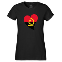 Damen T-Shirt Angola Flagge Herz