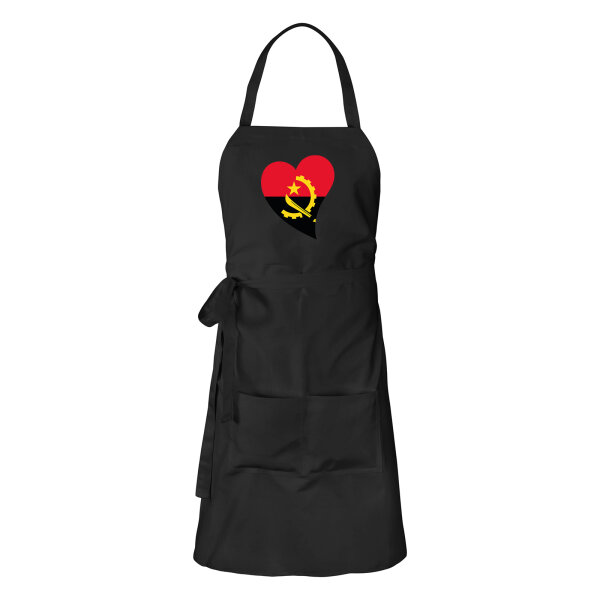 Schürze Angola Flagge Herz mit Taschen