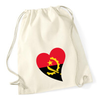 Turnbeutel Angola Flagge Herz 12 Liter