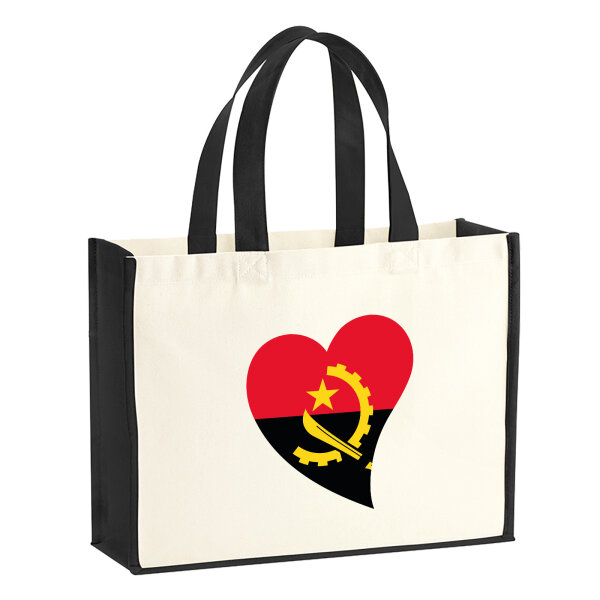 Jutetasche Angola Flagge Herz 21 Liter Black