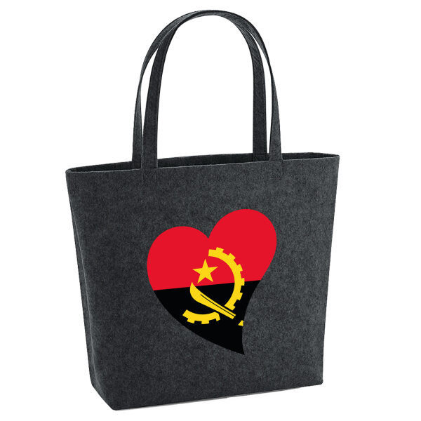 Filz Shopper Angola Flagge Herz 22 Liter