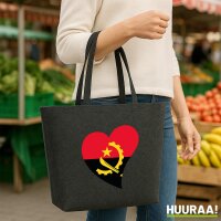 Filz Shopper Angola Flagge Herz 22 Liter