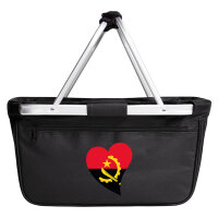 Einkaufskorb faltbar Angola Flagge Herz 20 Liter Black