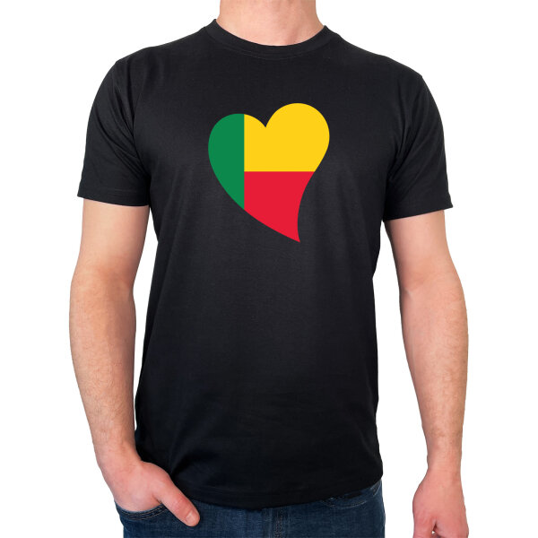 Herren T-Shirt Benin Flagge Herz