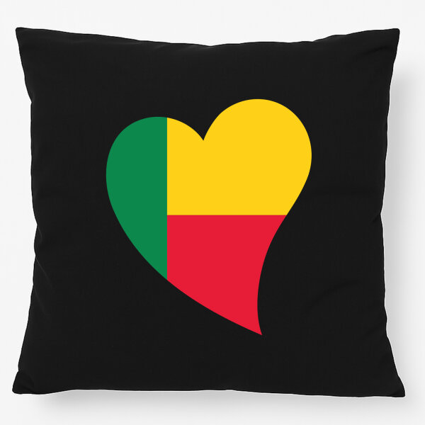 Kissen Benin Flagge Herz 40x40cm