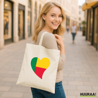 Jutebeutel Benin Flagge Herz 10 Liter